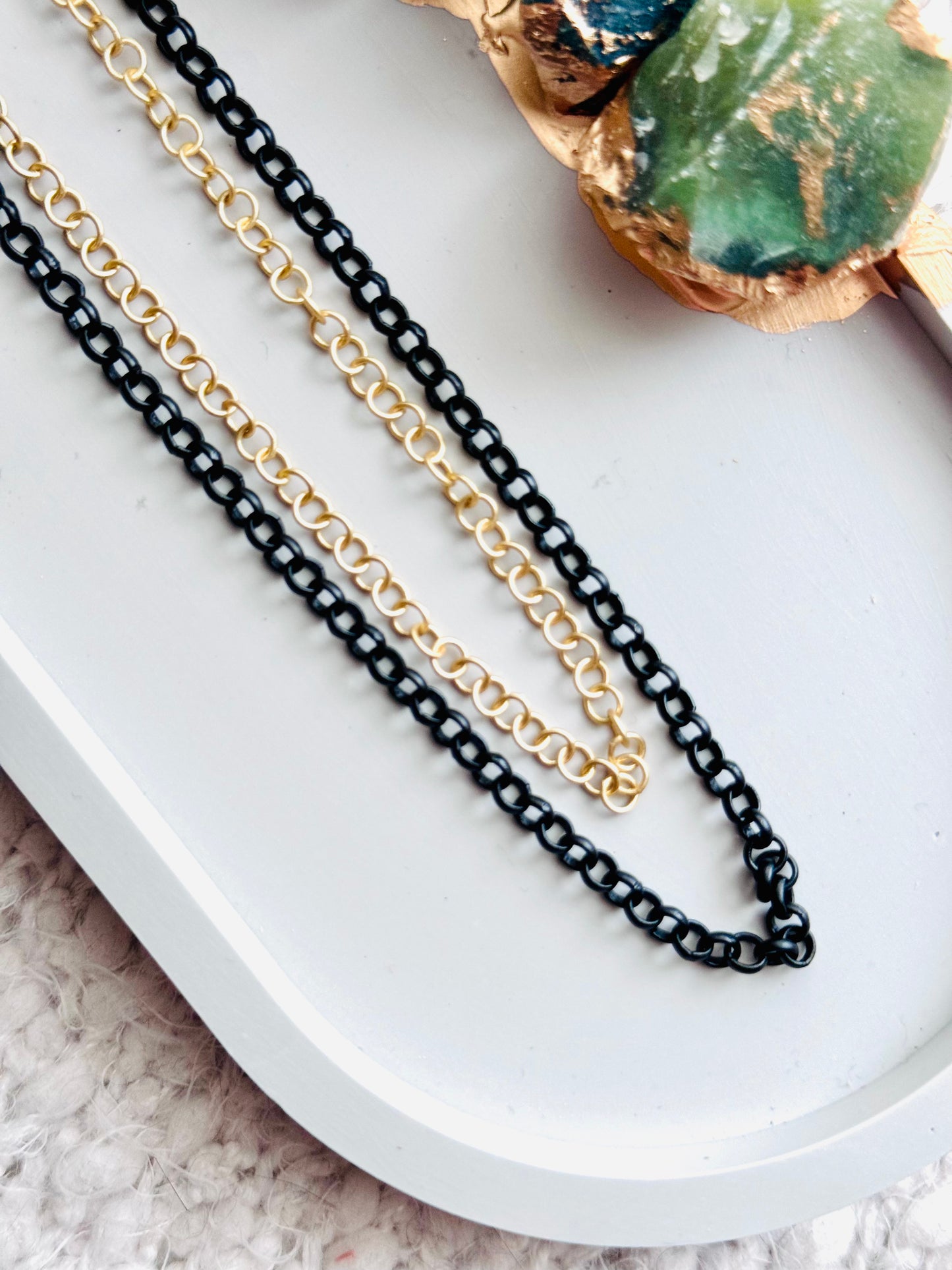 Matte Black + Matte Gold Bubble Duet Necklace