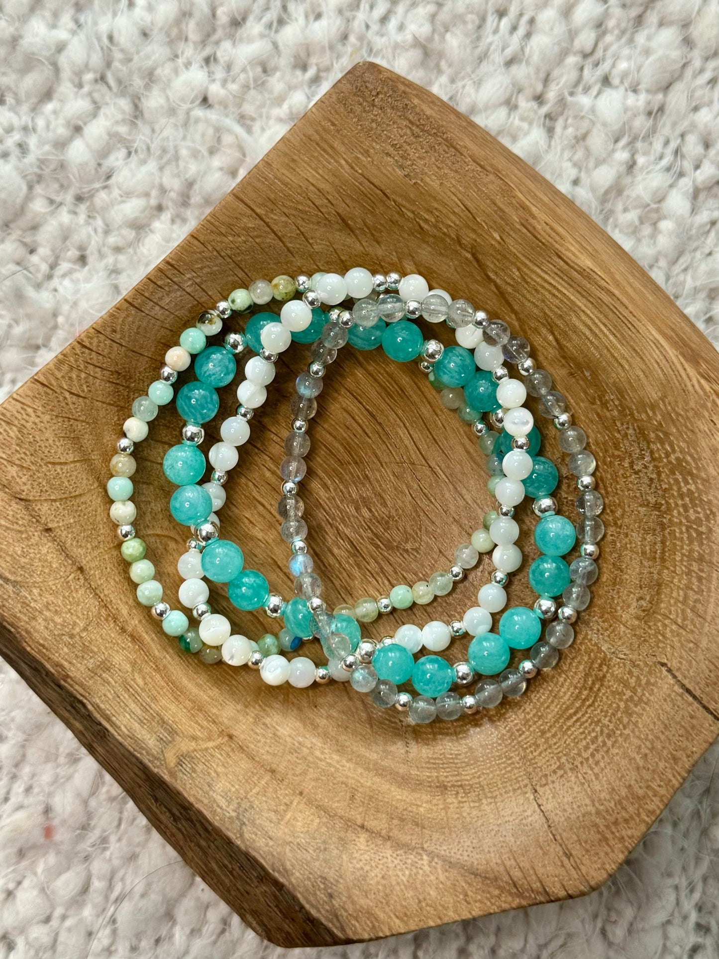 Amazonite + Silver (3-stack)