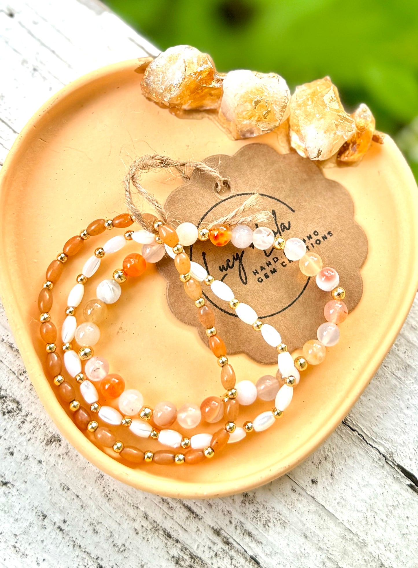 Orange + Pink in Gold (3-stack)