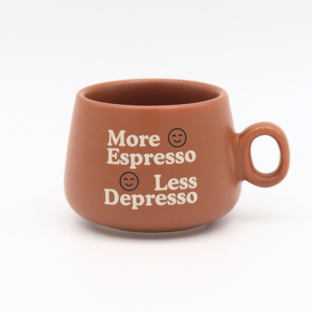 Cappuccino Mug/Shot Glass: More Espresso Less Depresso