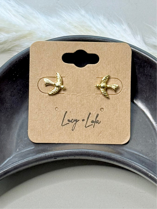 Gold Bird Mini Stud Earrings