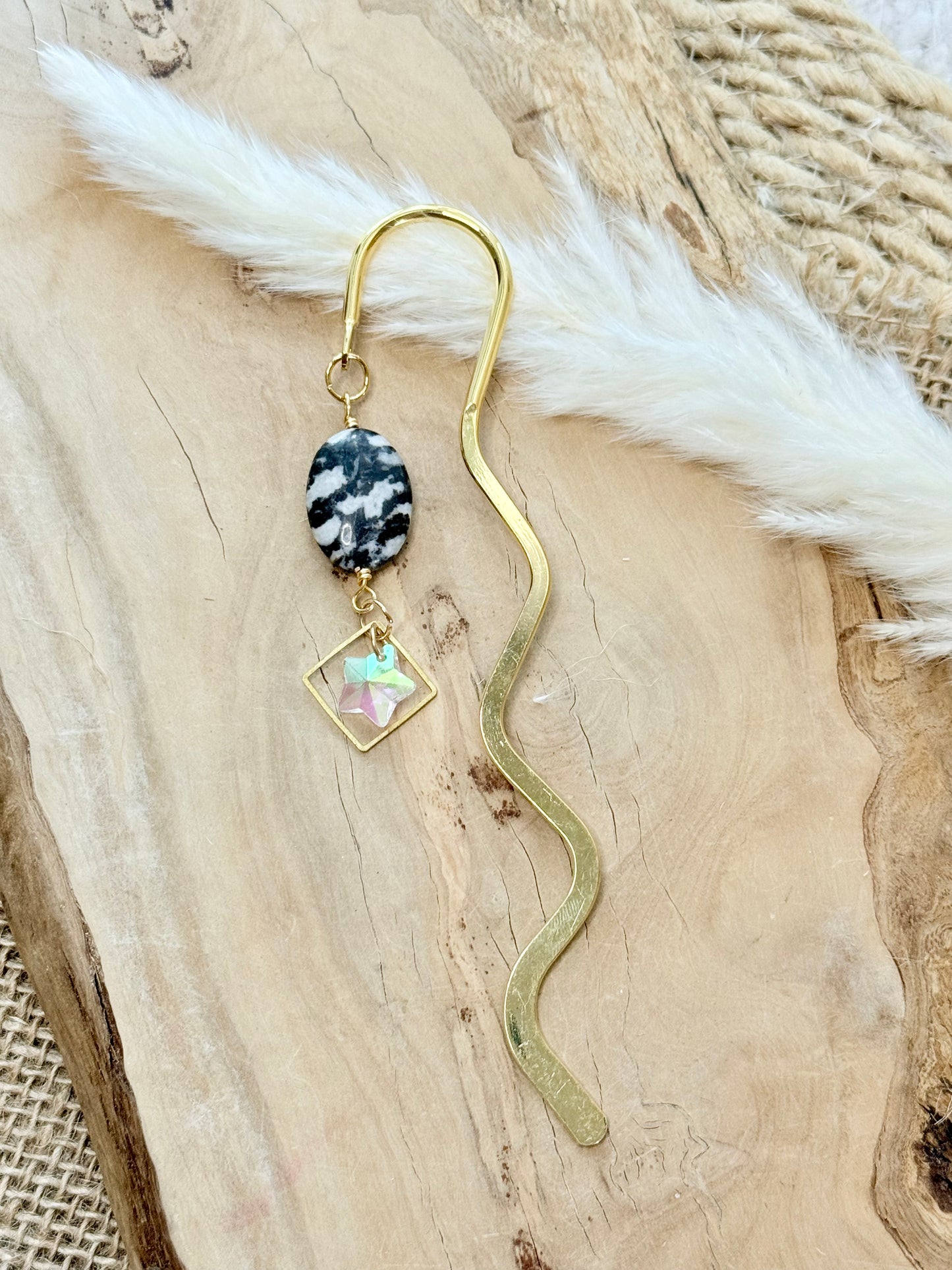 Zebra Jasper + Gold Plant Stake