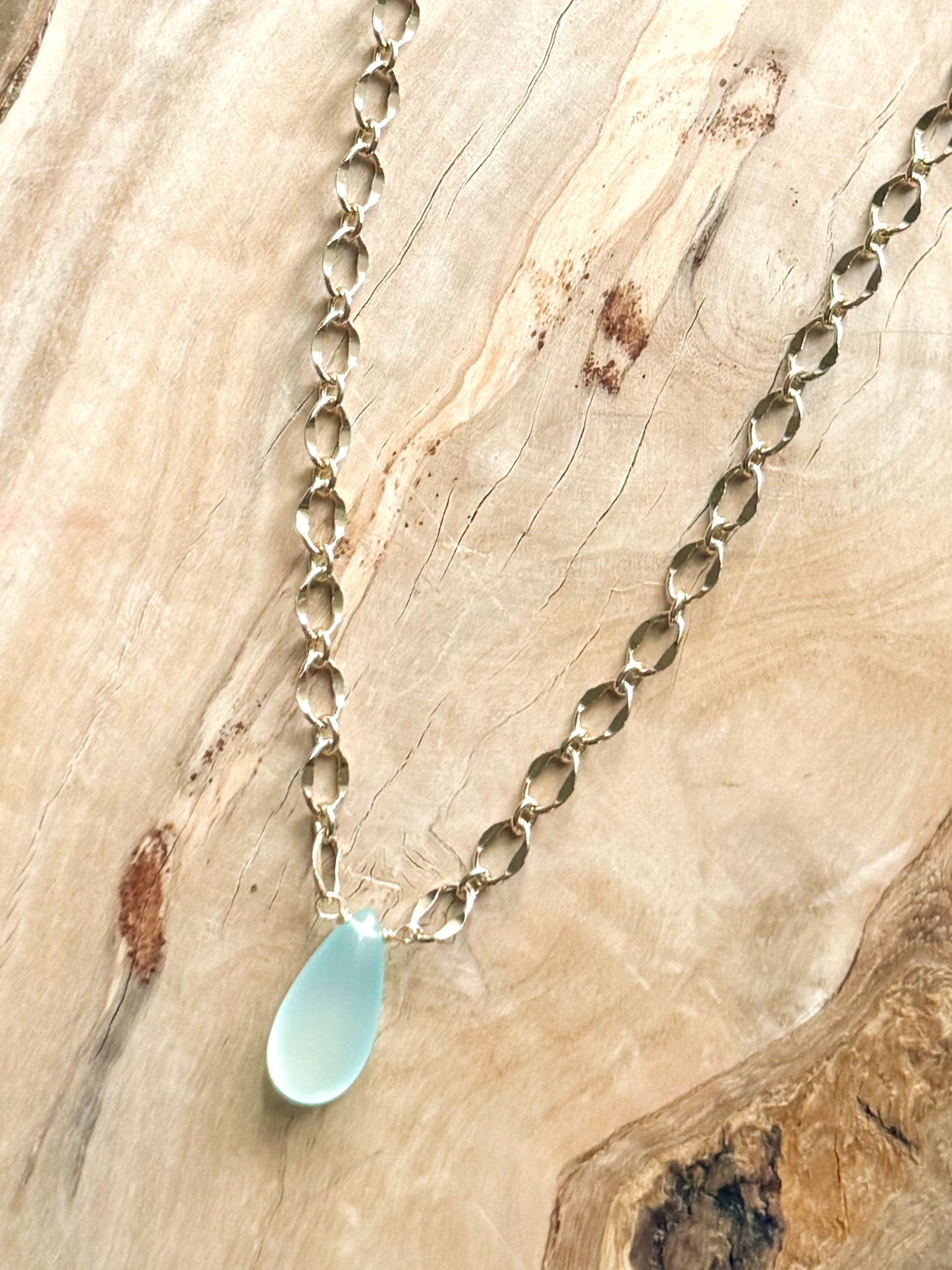 Aqua Chalcedony + Gold Necklace