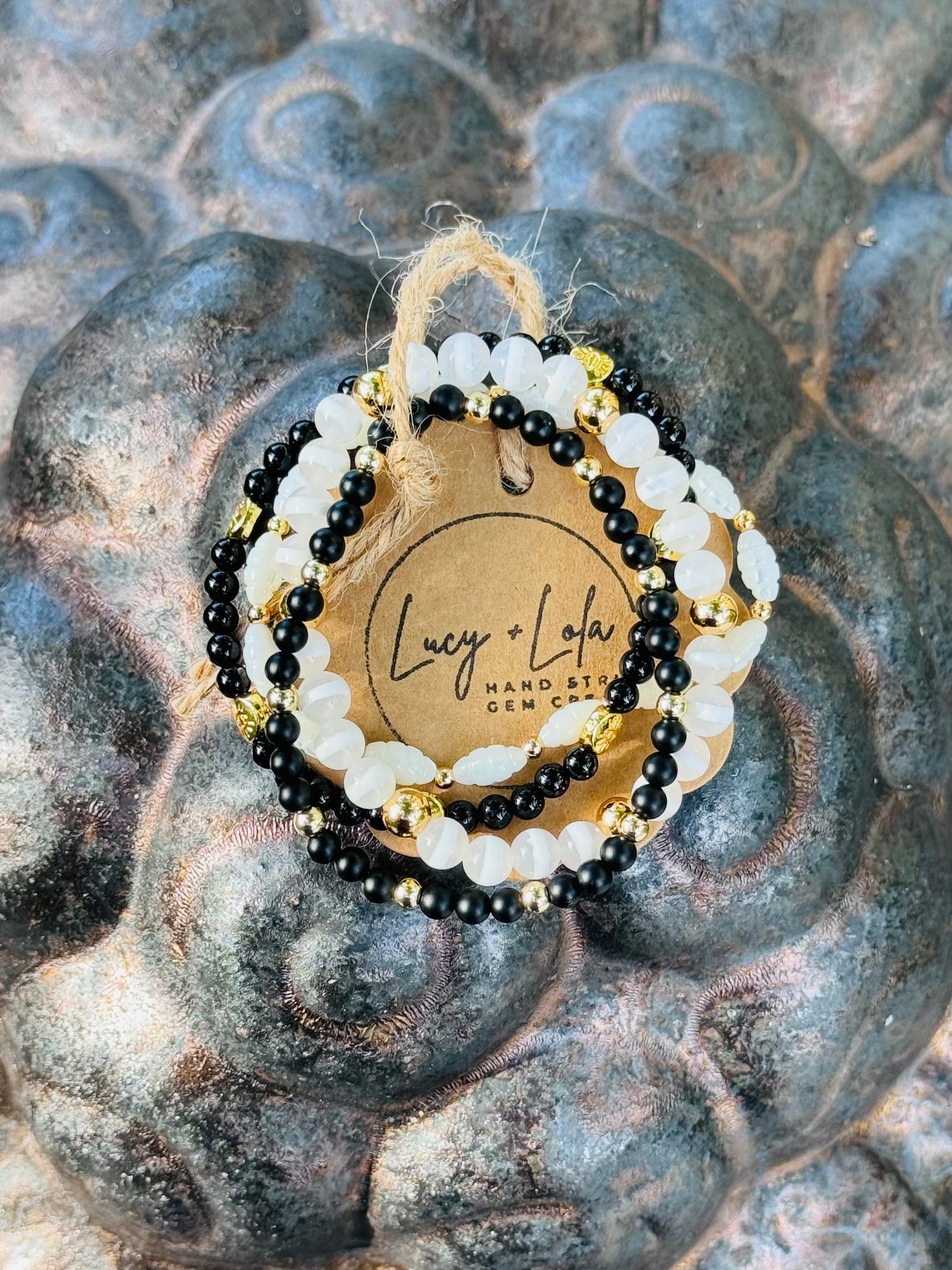 Black + White in Gold (4-stack)