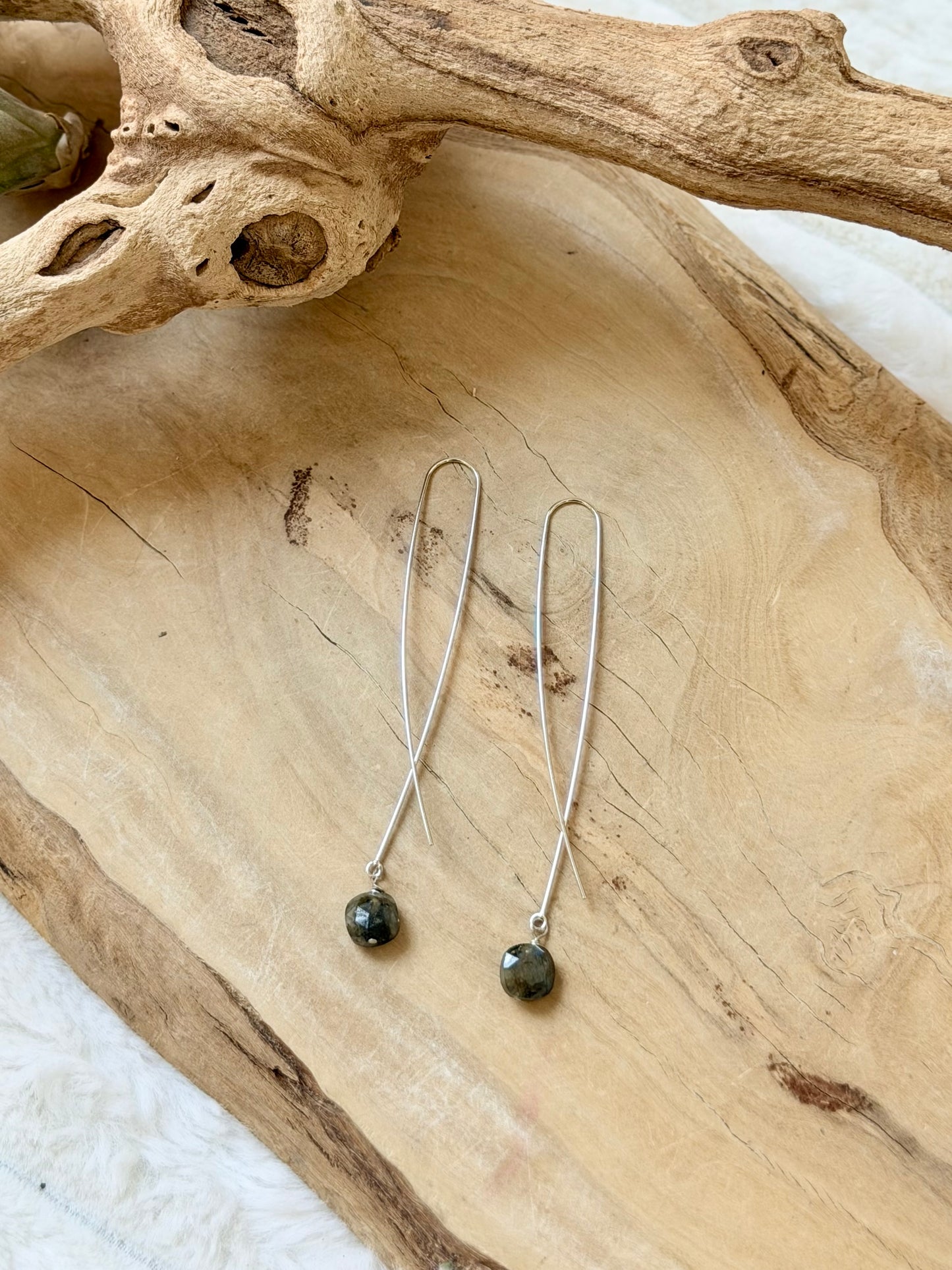 Labradorite Twister Threader Earrings