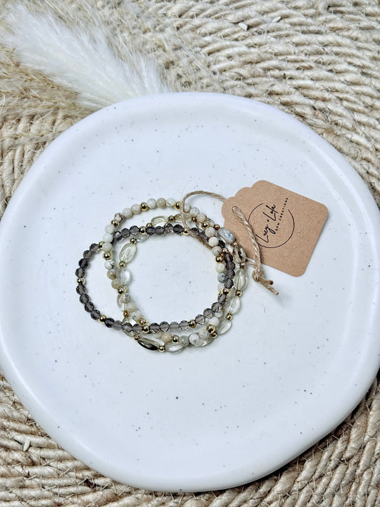 Quartz + Opal in Gold Stack (3-stack)