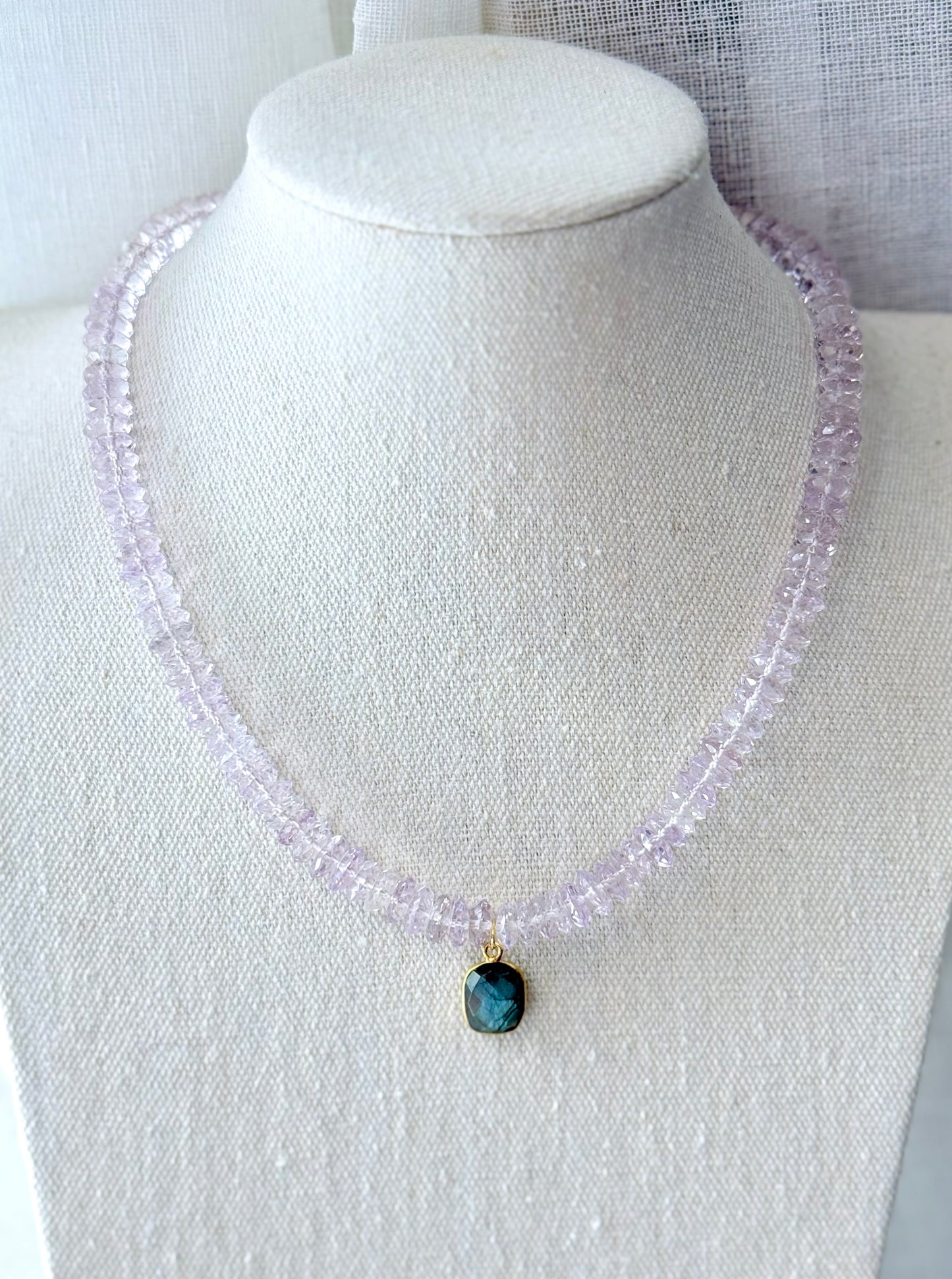 Luxe Pink Amethyst + Labradorite Pendant Necklace