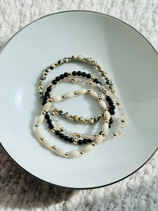 Black + Cream in Gold (4-stack)