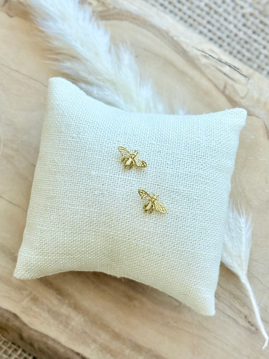 Gold Bumblebee Mini Stud Earrings