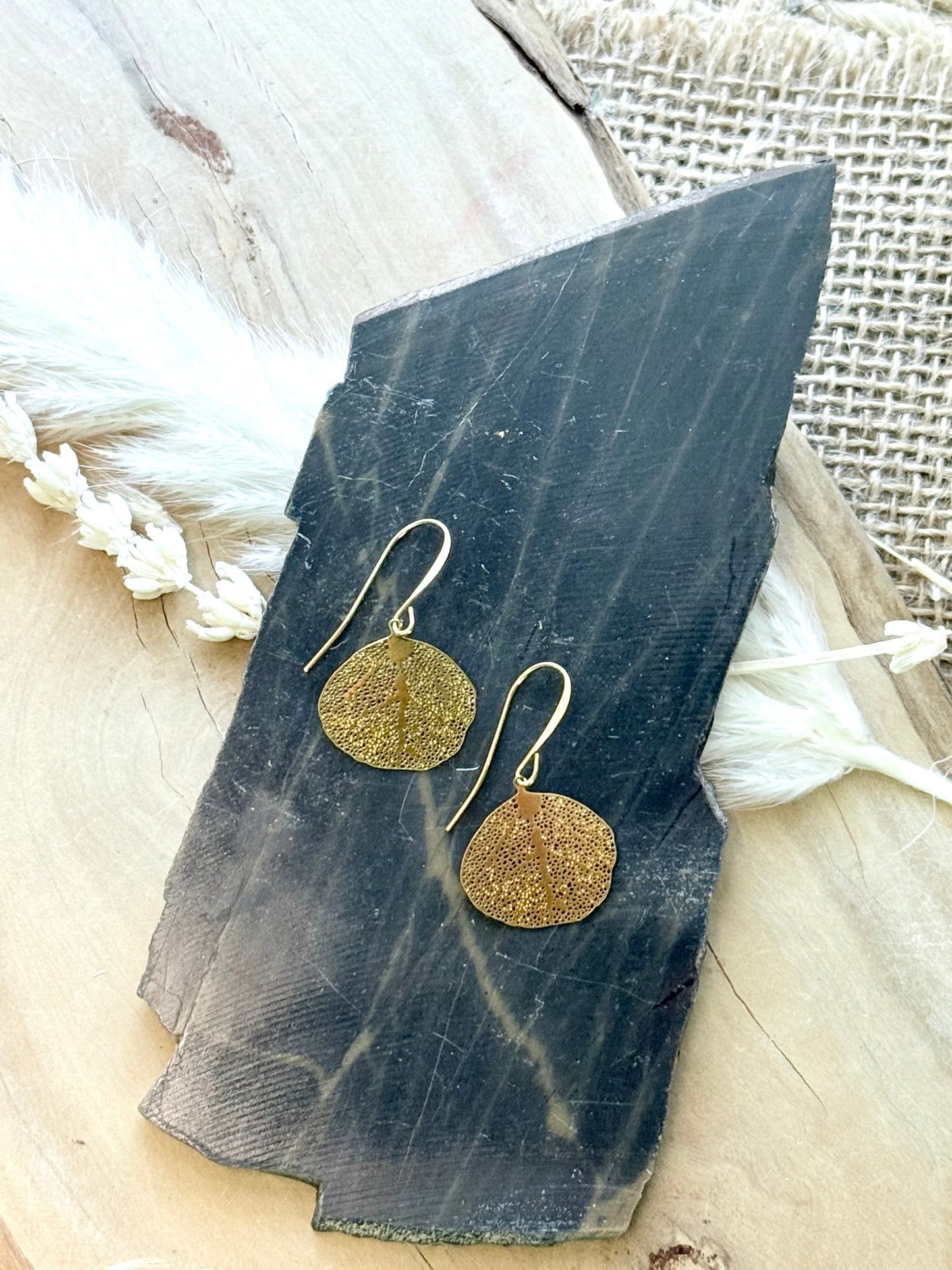 Gold Mini Lacey Leaf Earrings