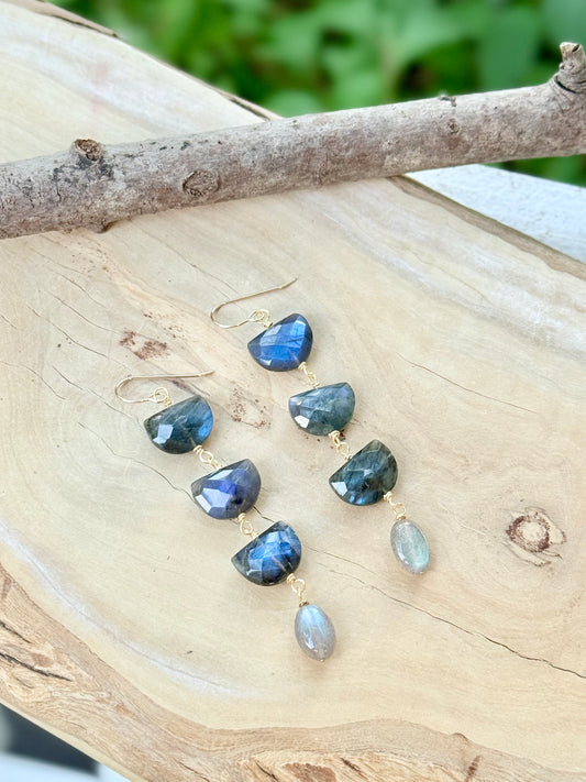 Labradorite + Gold Earrings
