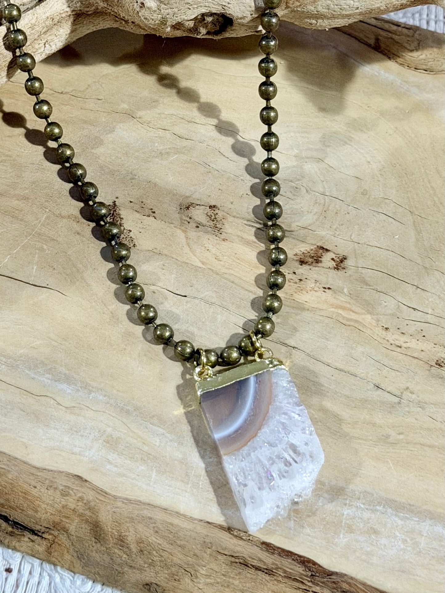 Amethyst Stalactite + Antique Brass Necklace
