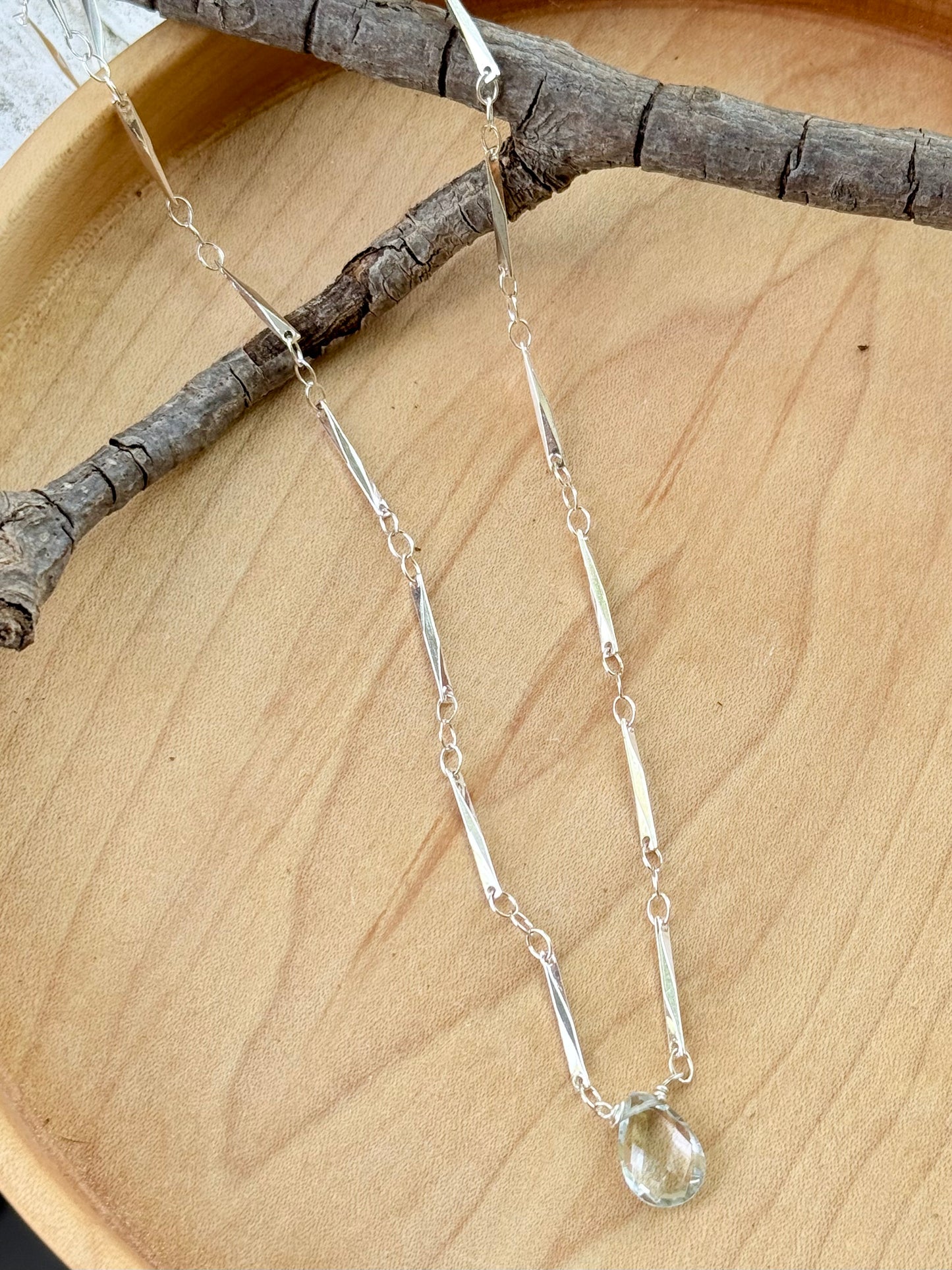 Green Amethyst + Silver Necklace