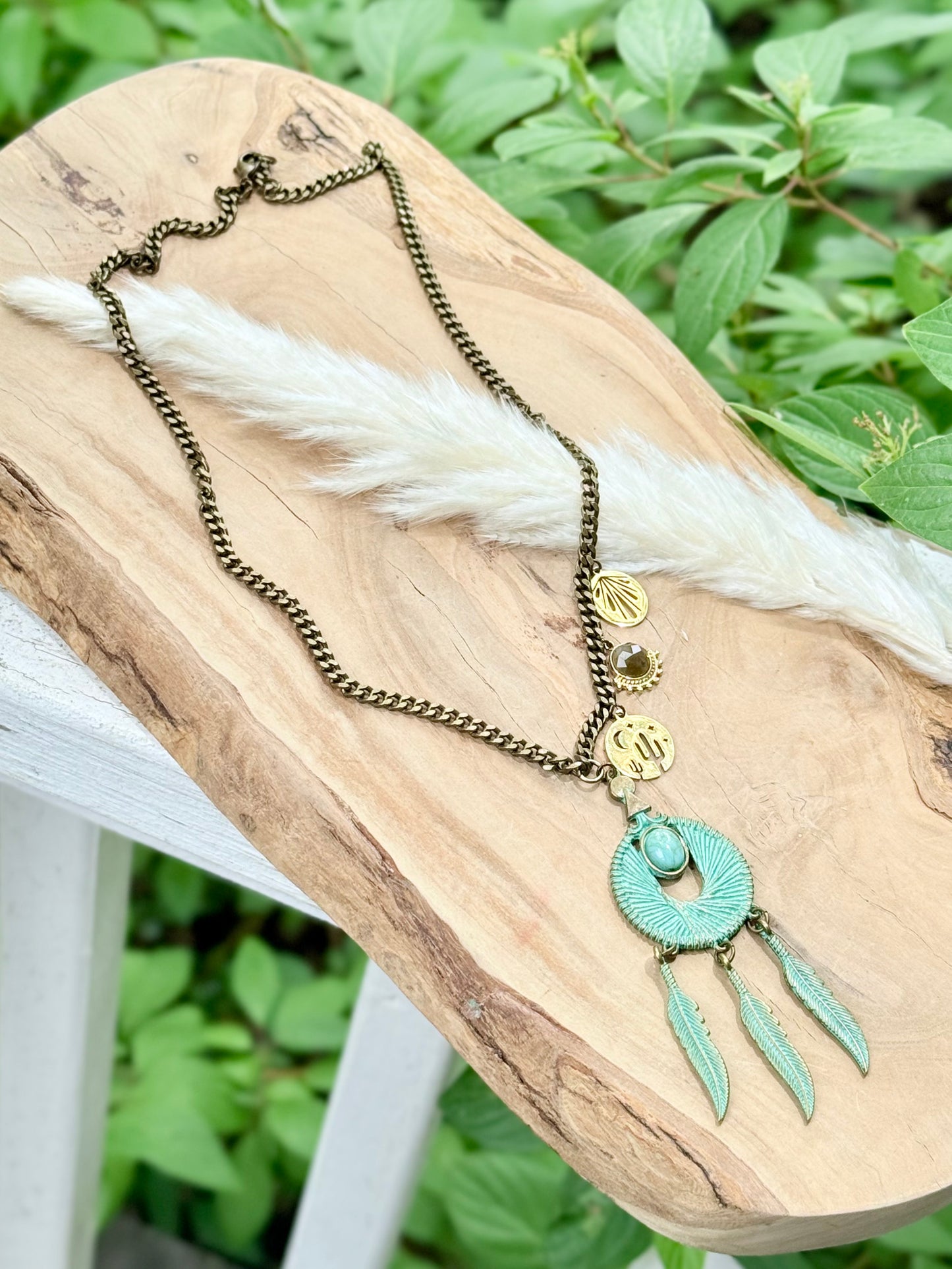 Patina Dreamcatcher + Mixed Metal Necklace