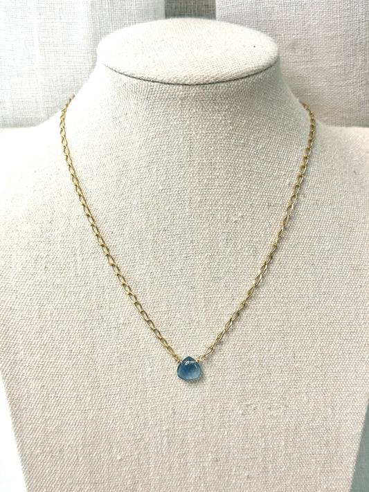 Fluorite + Matte Gold Necklace