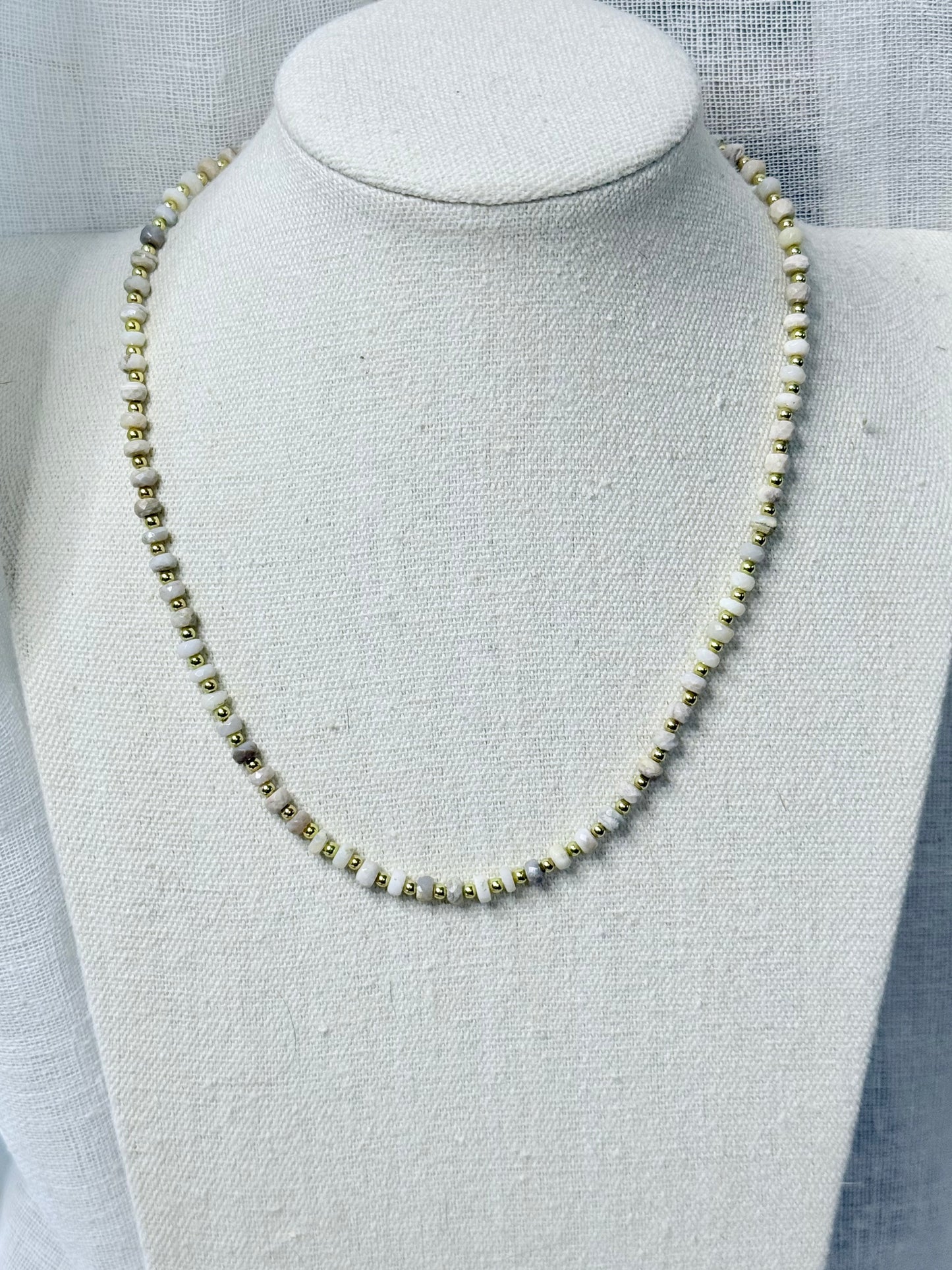 Australian Opal + Gold Beaded Necklace