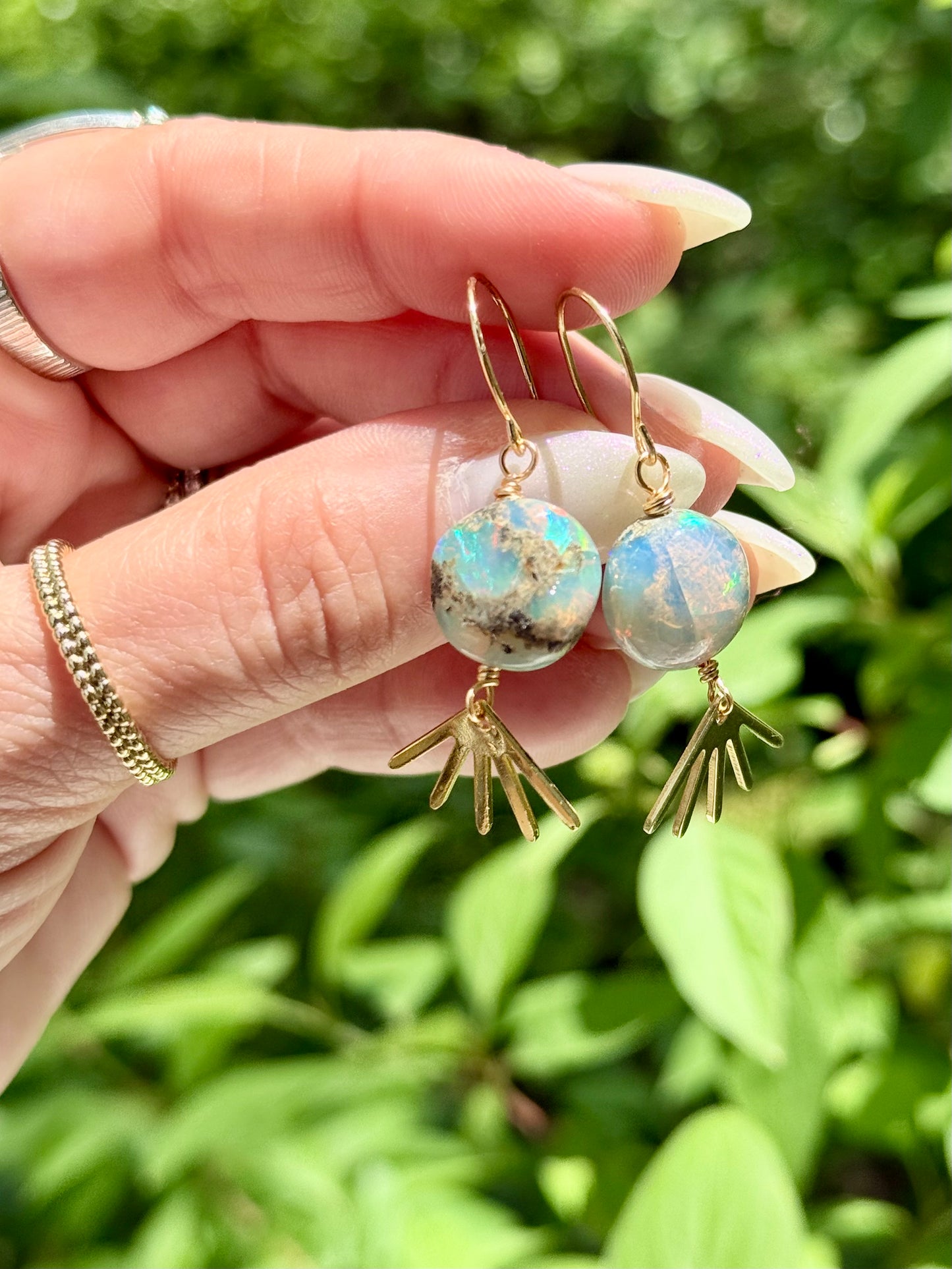 Luxe Ethiopian Opal + Gold Sunburst Earrings