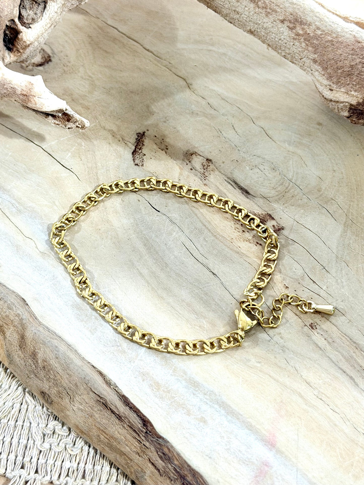 Woven Gold Stainless Steel Link Bracelet