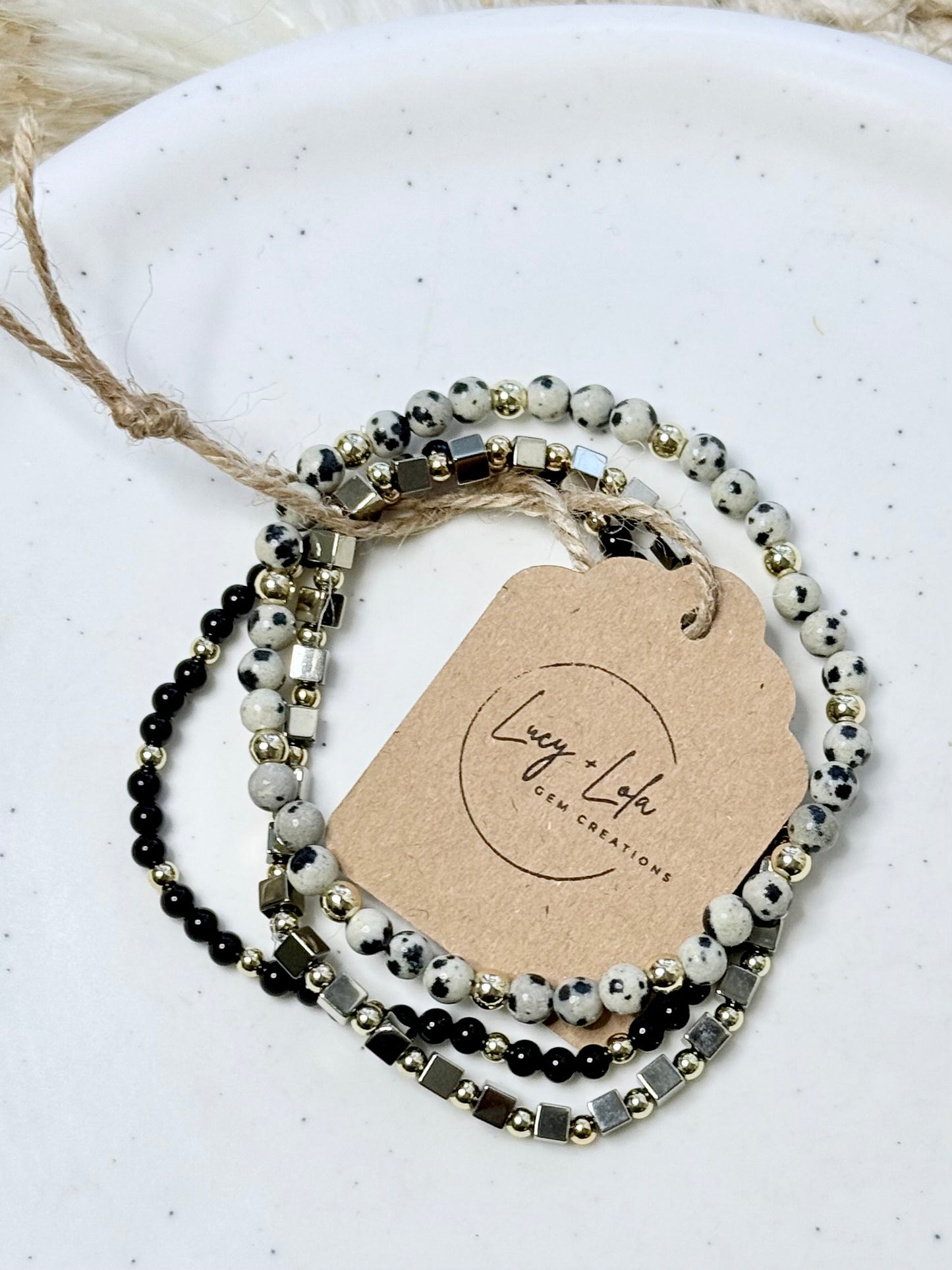 Black + Champagne in Gold Stack (3-stack)