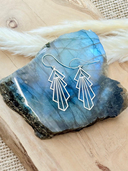 Matte Silver Geometric Earrings