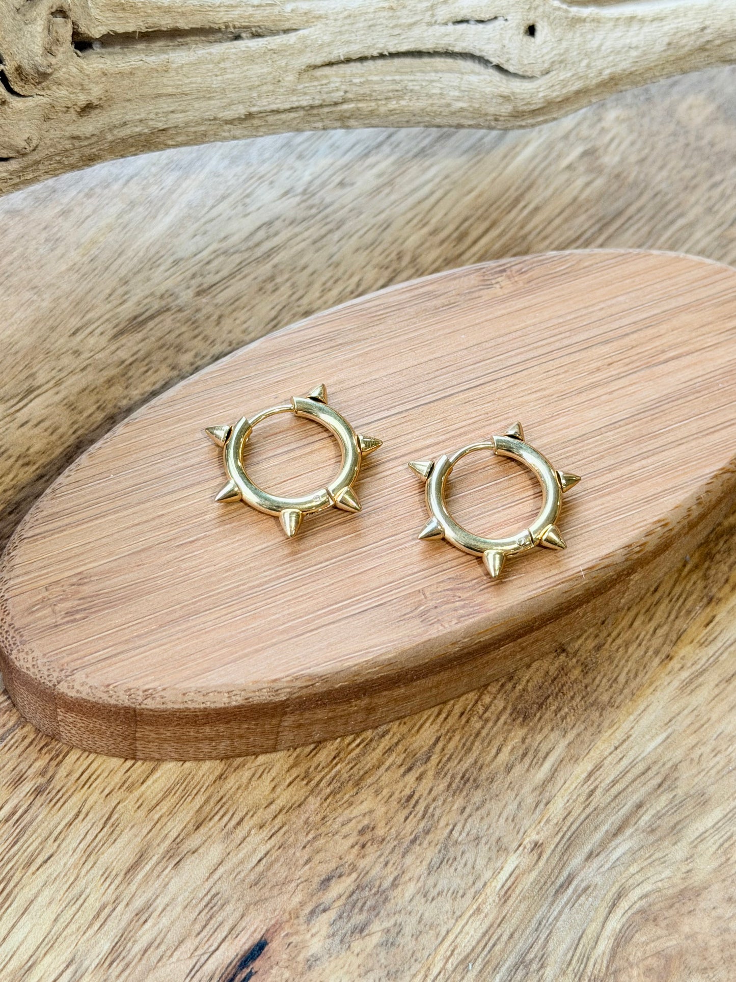 Gold Spike Huggie Hoop Earrings