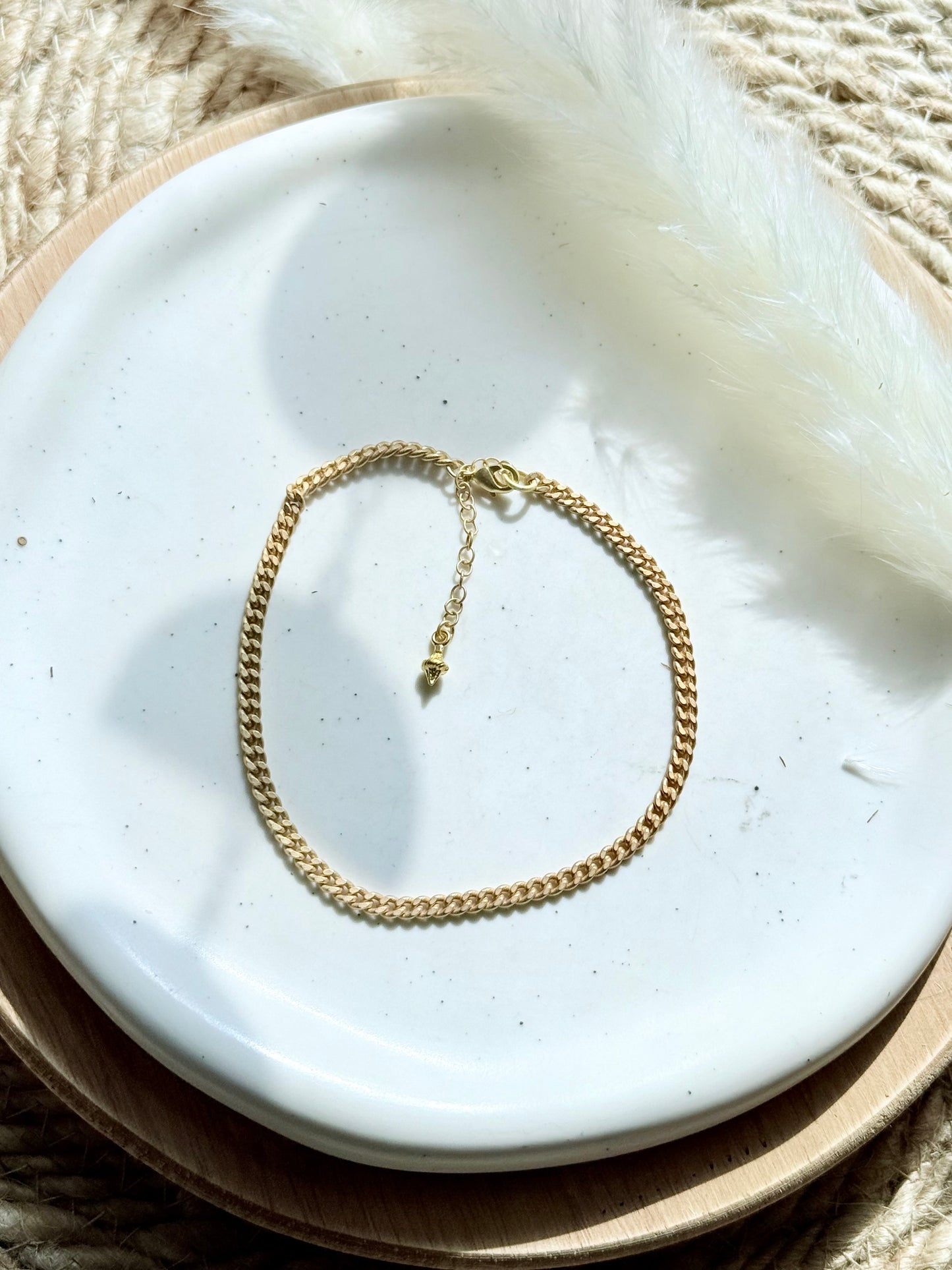 Matte Gold Curb Chain Anklet