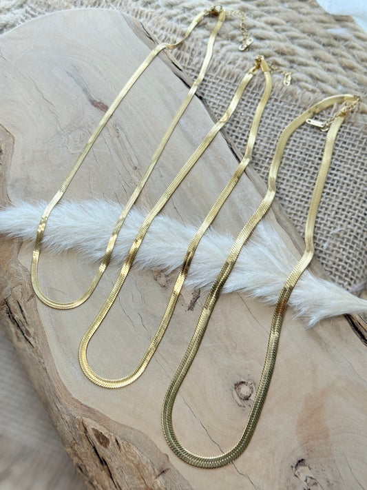 Gold Stainless Steel Herringbone Necklace