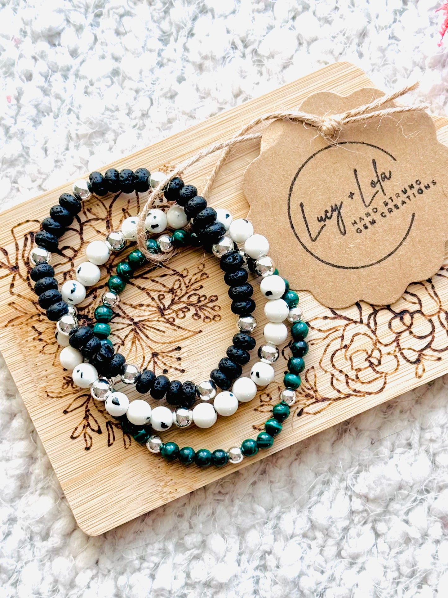 Black + Green in Silver Stack (3-stack)