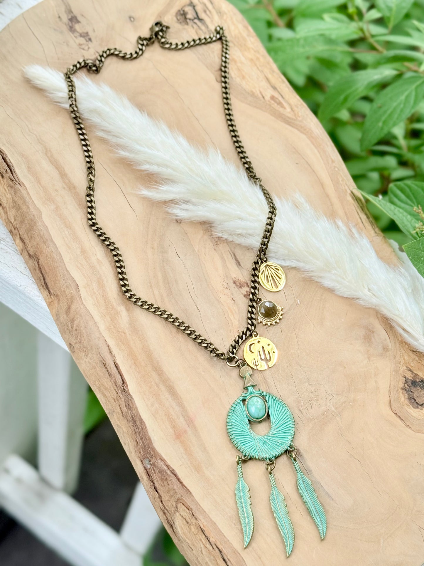 Patina Dreamcatcher + Mixed Metal Necklace