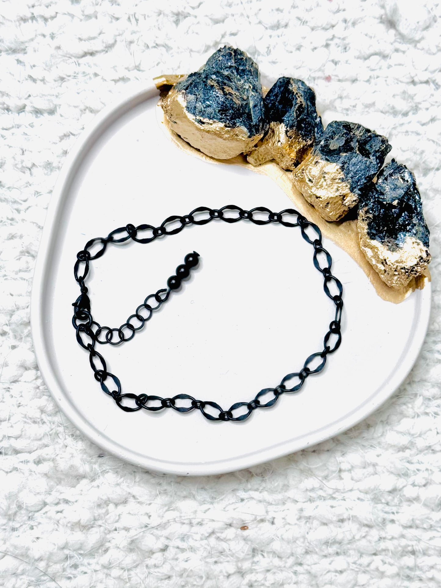 Matte Black Oval Link Chain Anklet