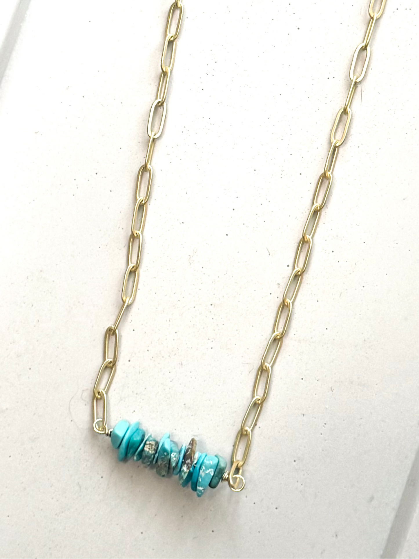 Turquoise + Matte Gold Necklace