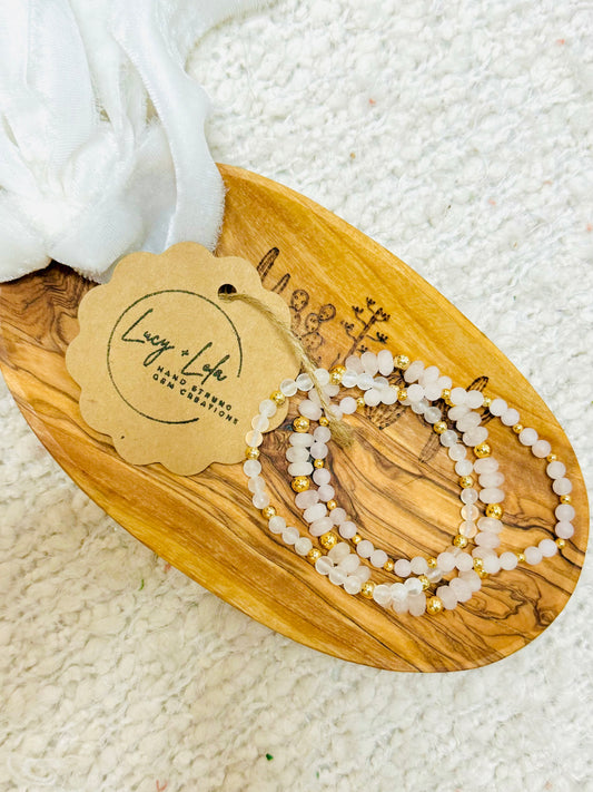 Rose Quartz + Gold (3-stack)