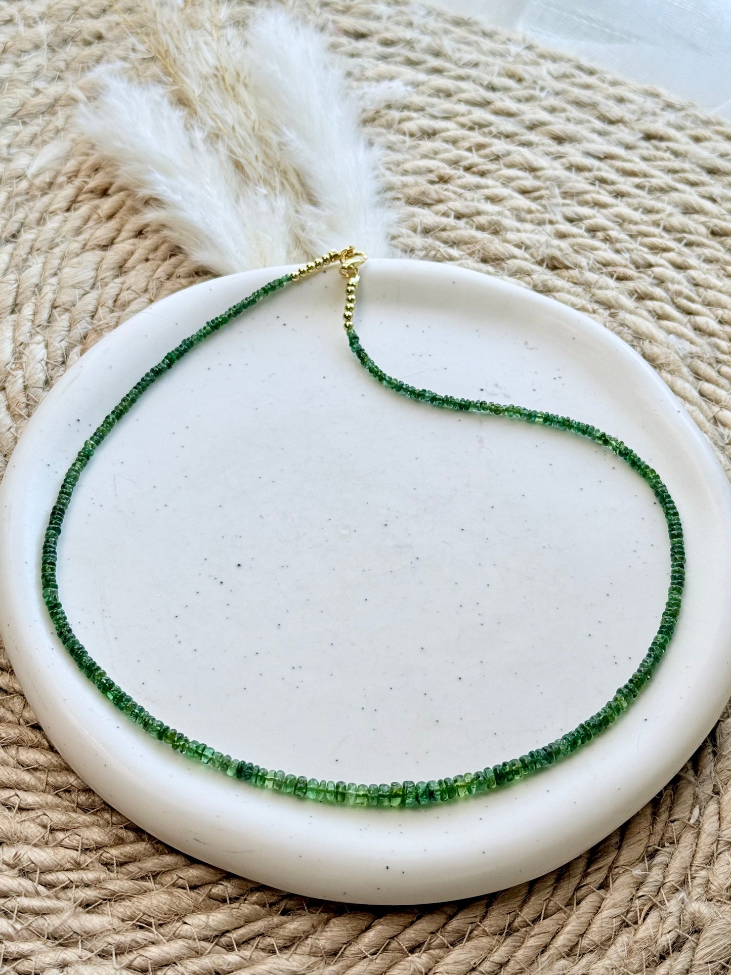 Luxe Emerald + Gold Beaded Necklace