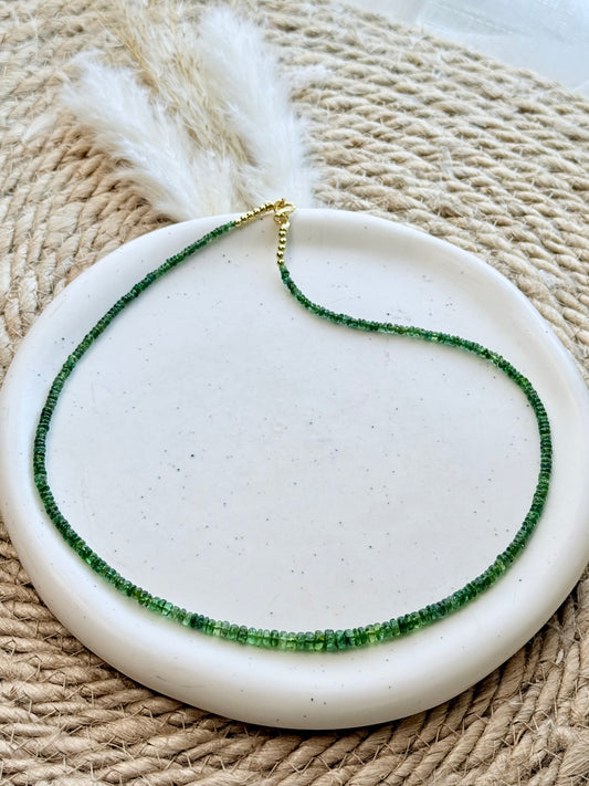 Luxe Emerald + Gold Beaded Necklace