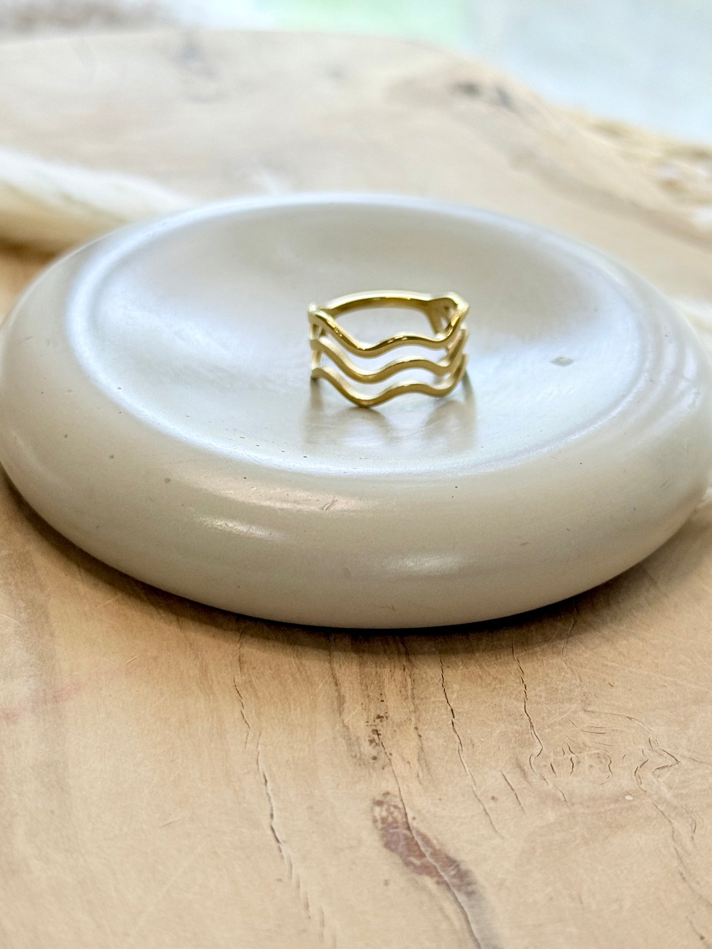 Gold Stainless Steel Wavy Ring
