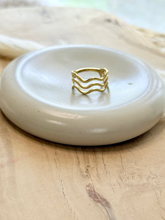 Gold Stainless Steel Wavy Ring