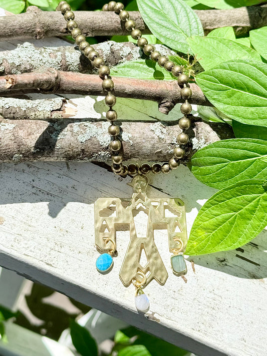 Thunderbird Mixed Metal Ball Chain Necklace