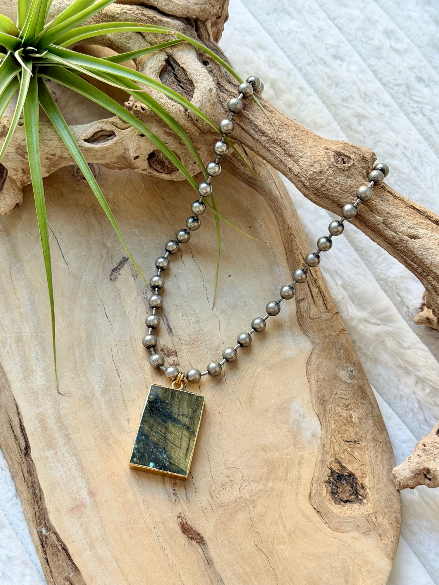 Labradorite + Antique Silver Necklace
