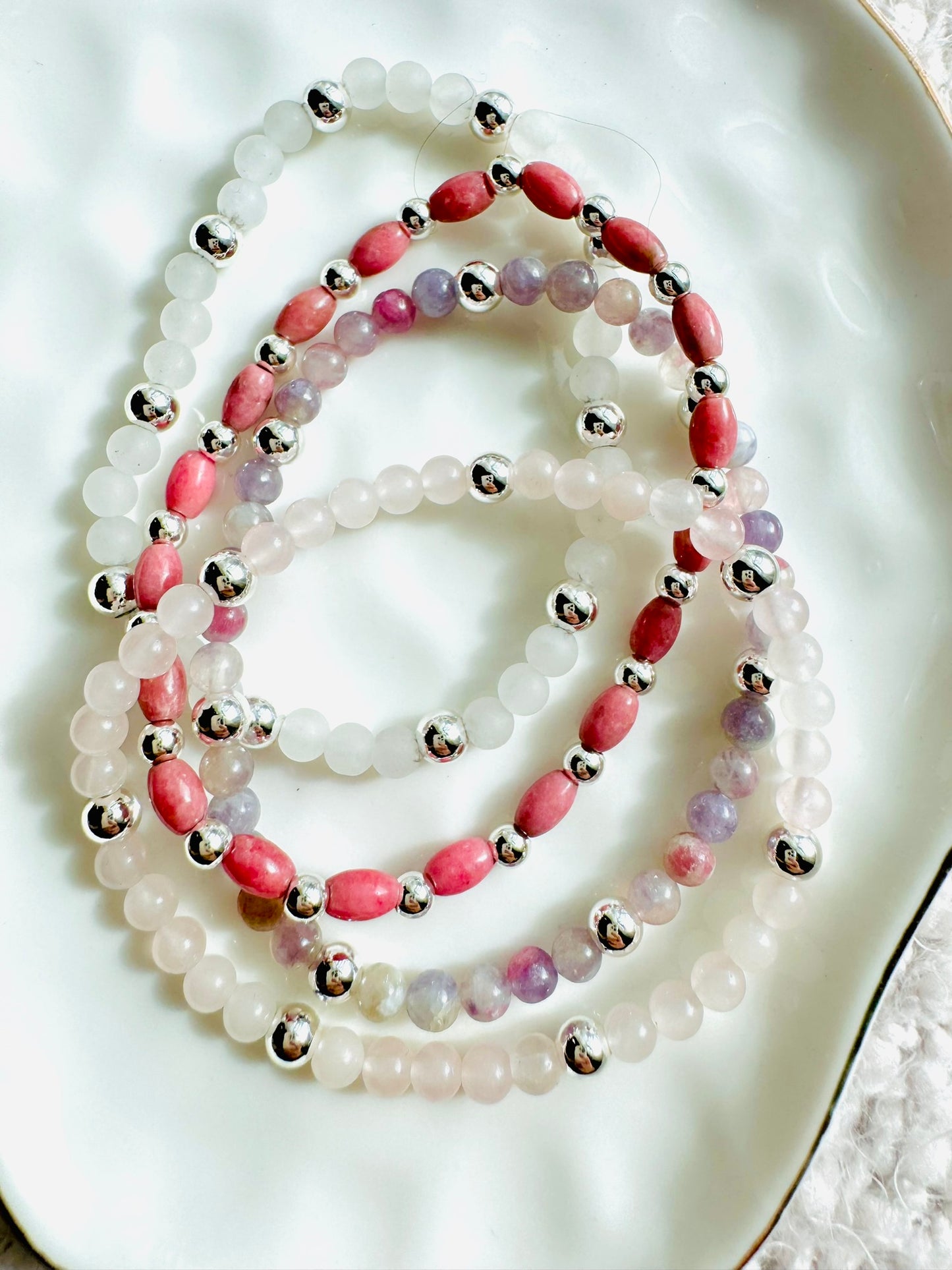 Purple + Pink Silver Stack (4-stack)