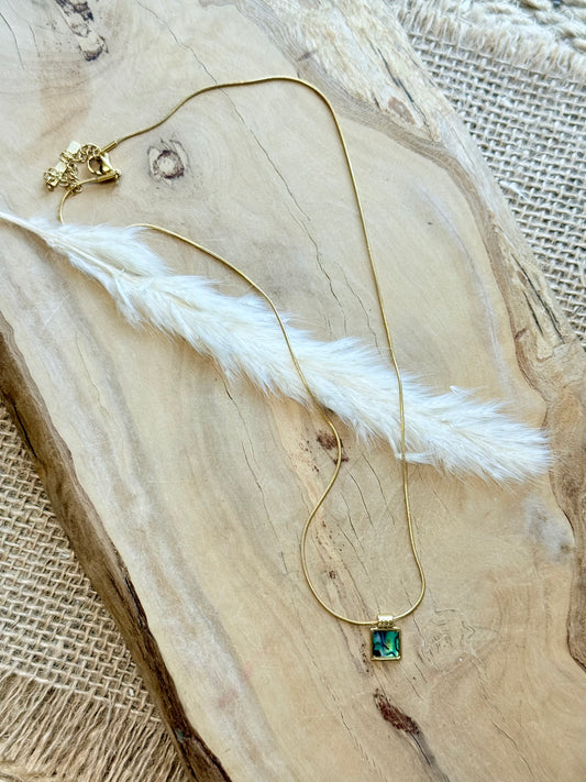 Abalone Shell + Gold Stainless Steel Necklace