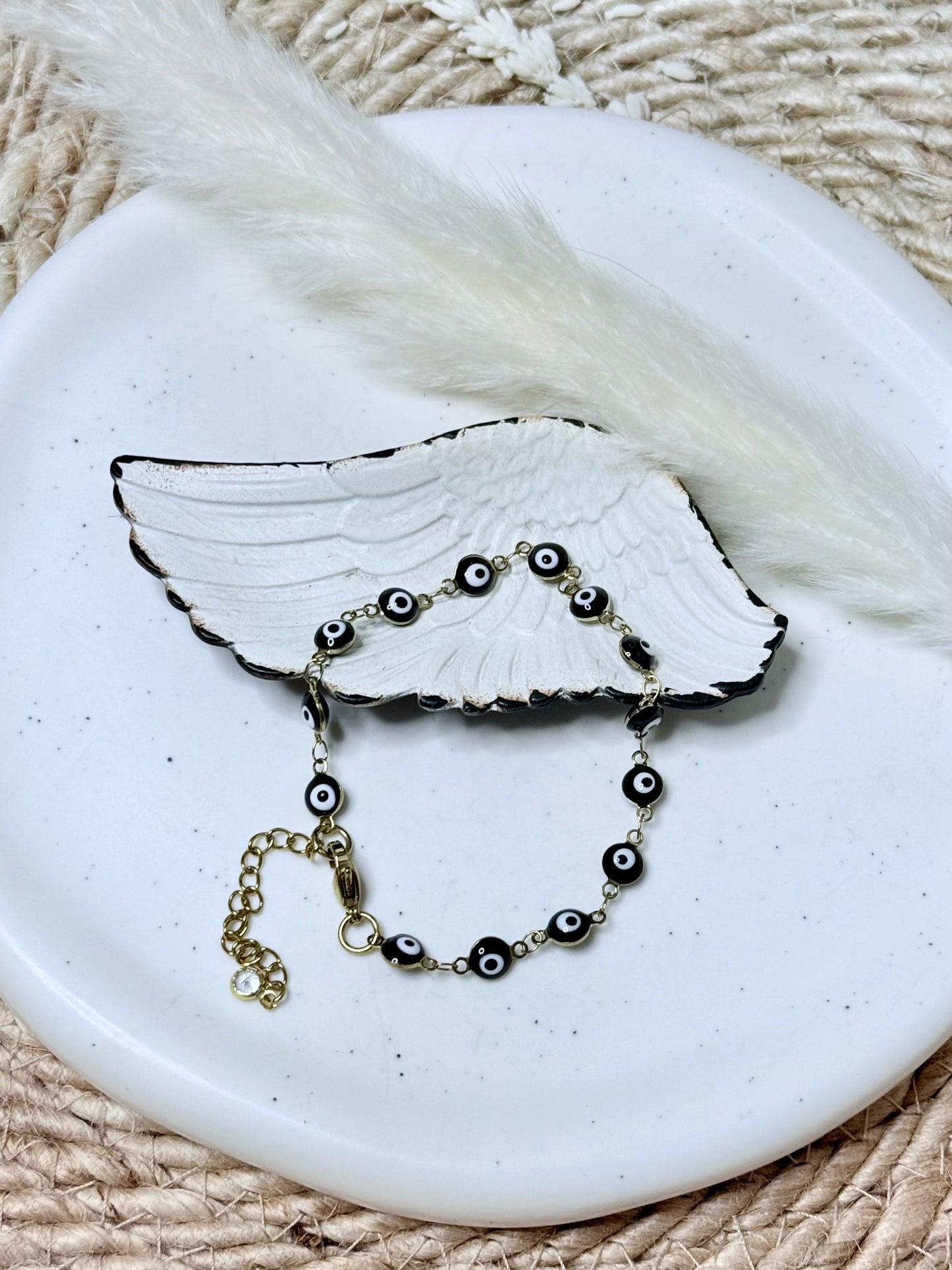 Round Waterproof Gold Evil Eye Chain Bracelet