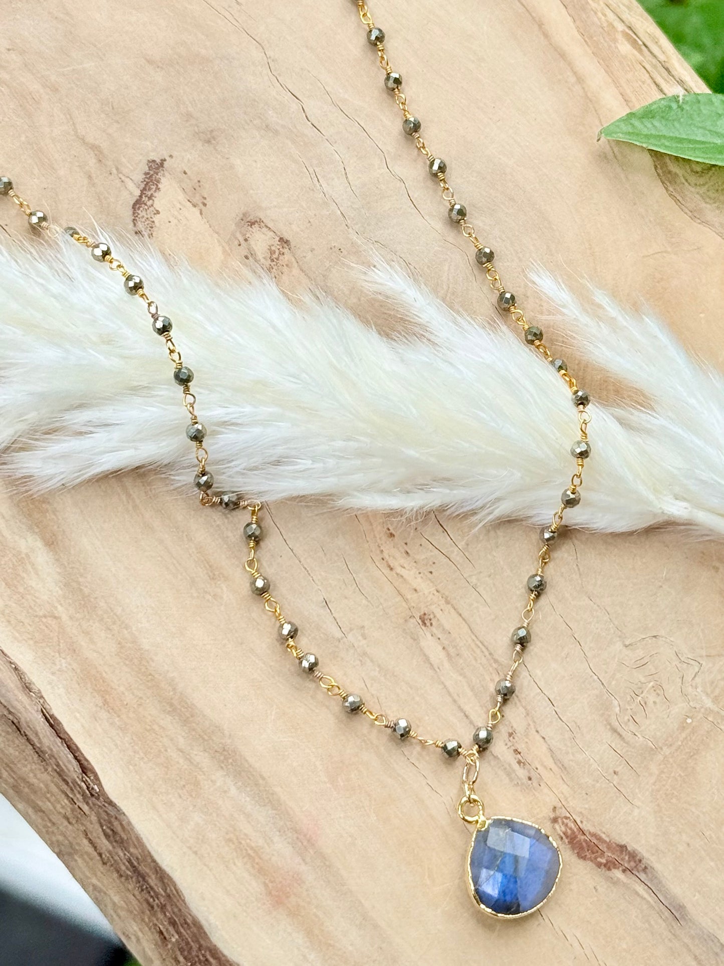 Pyrite + Labradorite Gold Chain Necklace