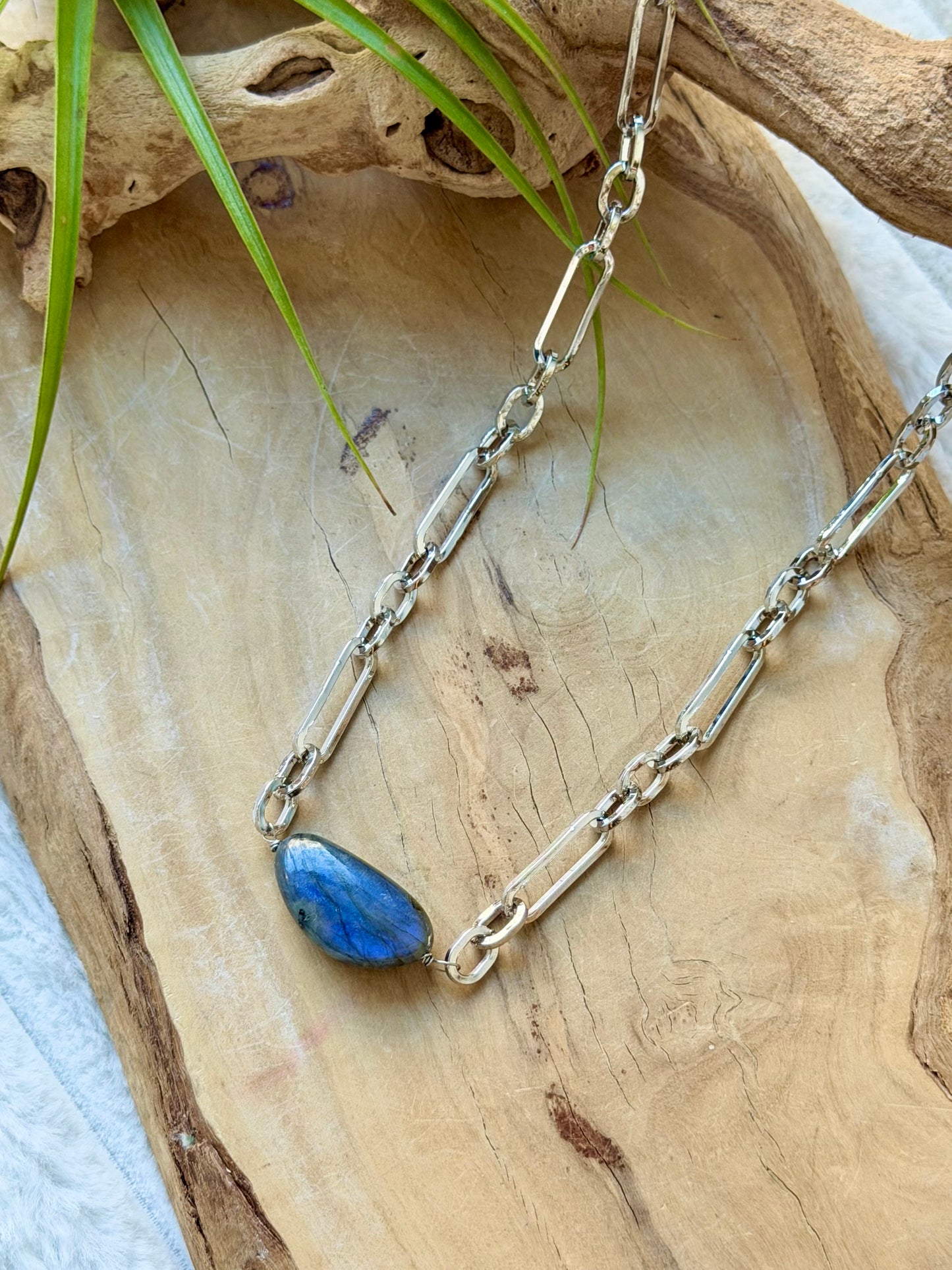 Labradorite + Silver Chunky Necklace