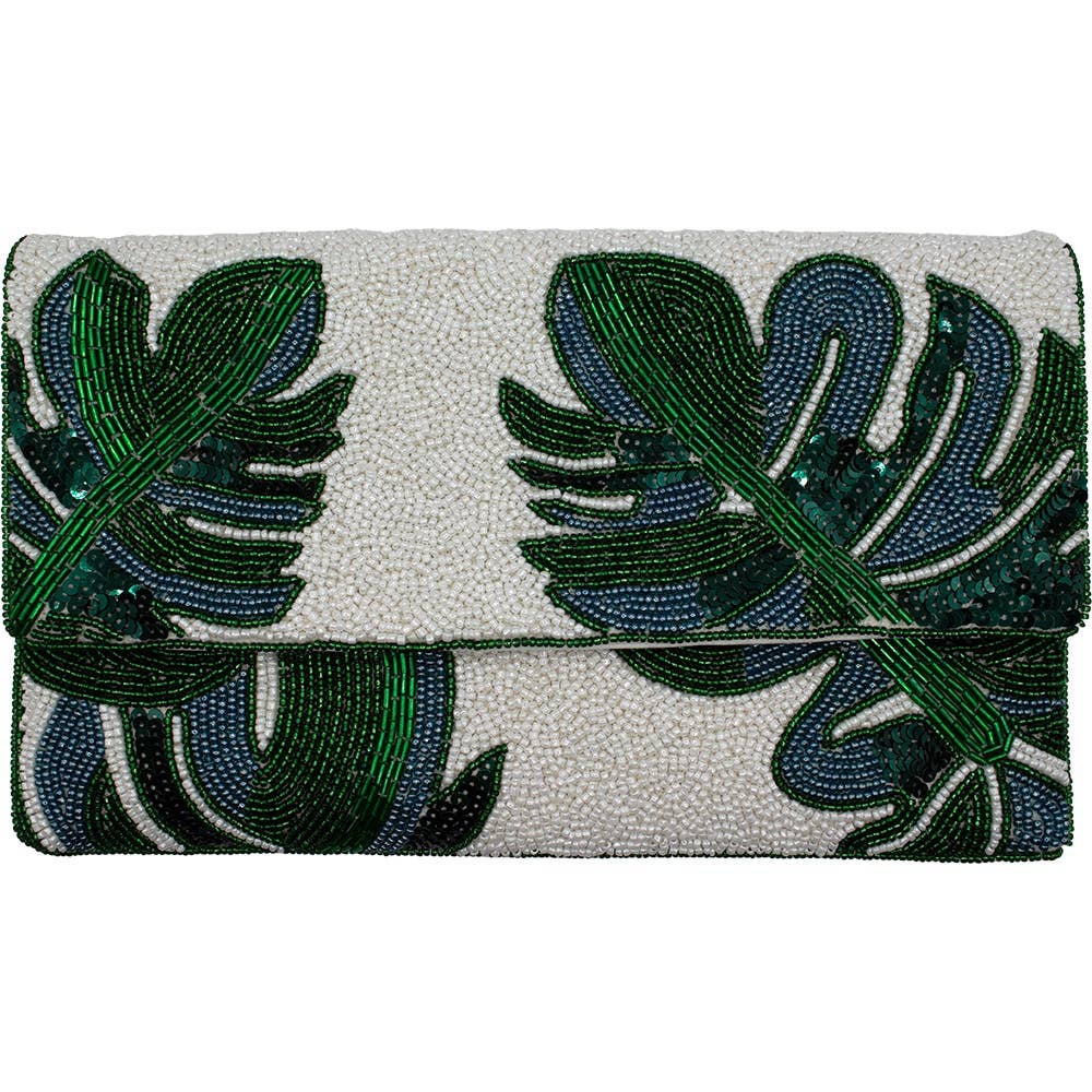 Beaded Clutch: Palm Leaves