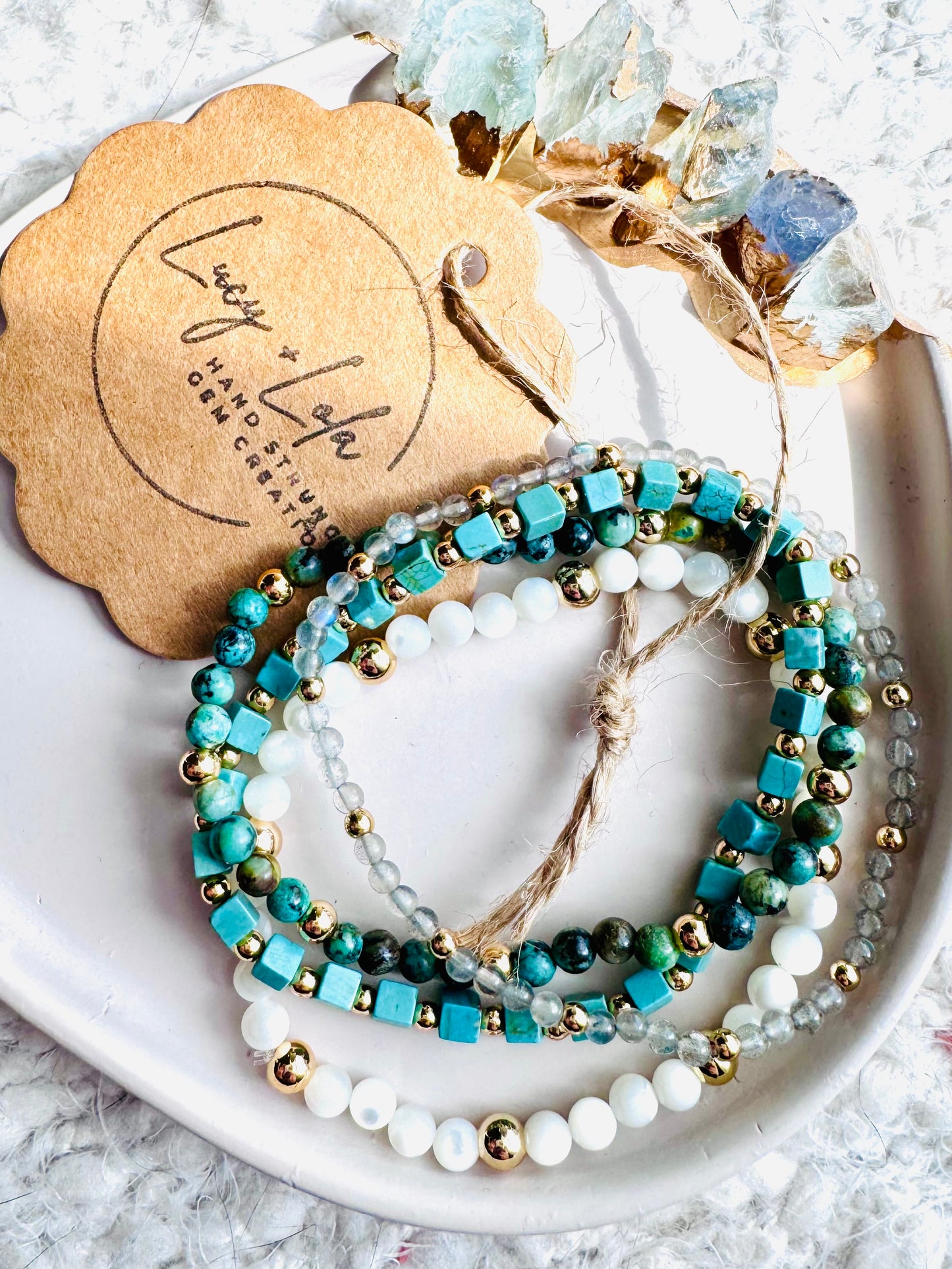 Turquoise + Silver (4-stack)