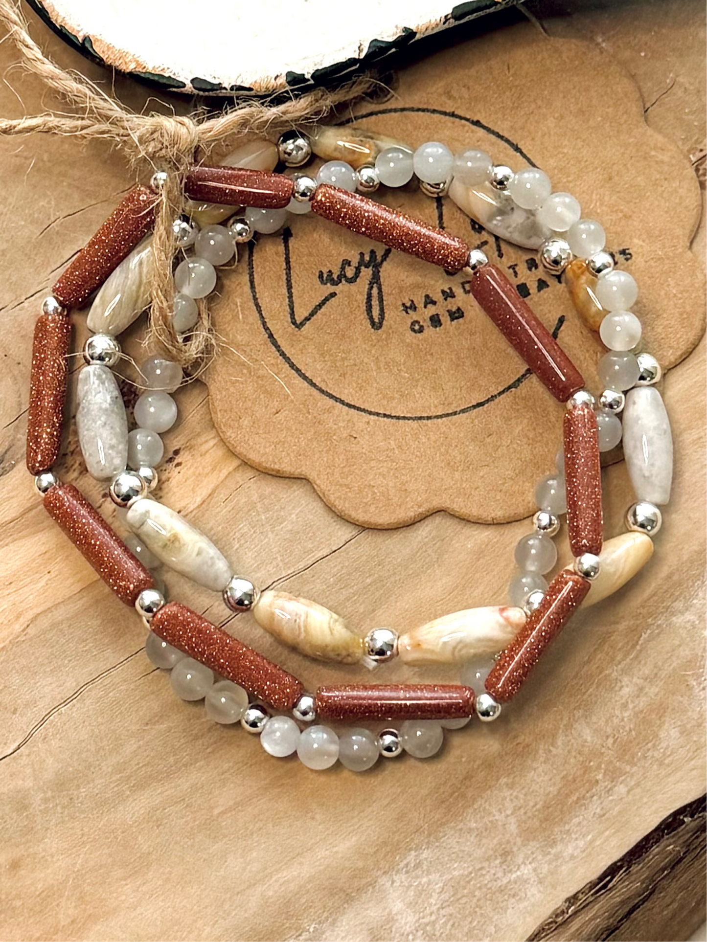 Gray + Goldstone Silver Stack (3-stack)