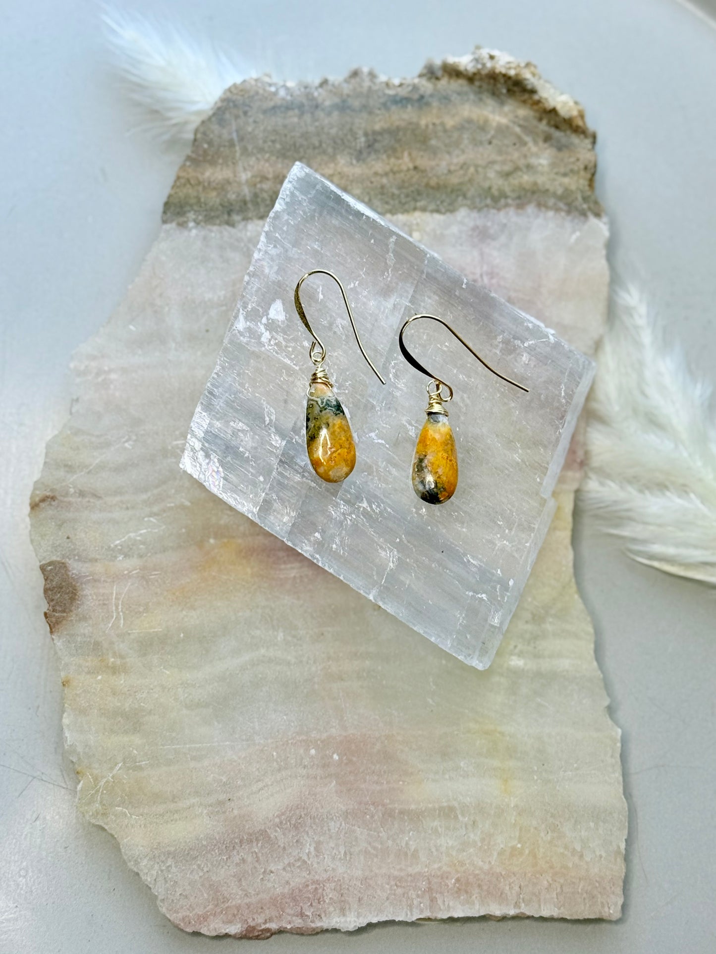Bumblebee Jasper + Gold Earrings