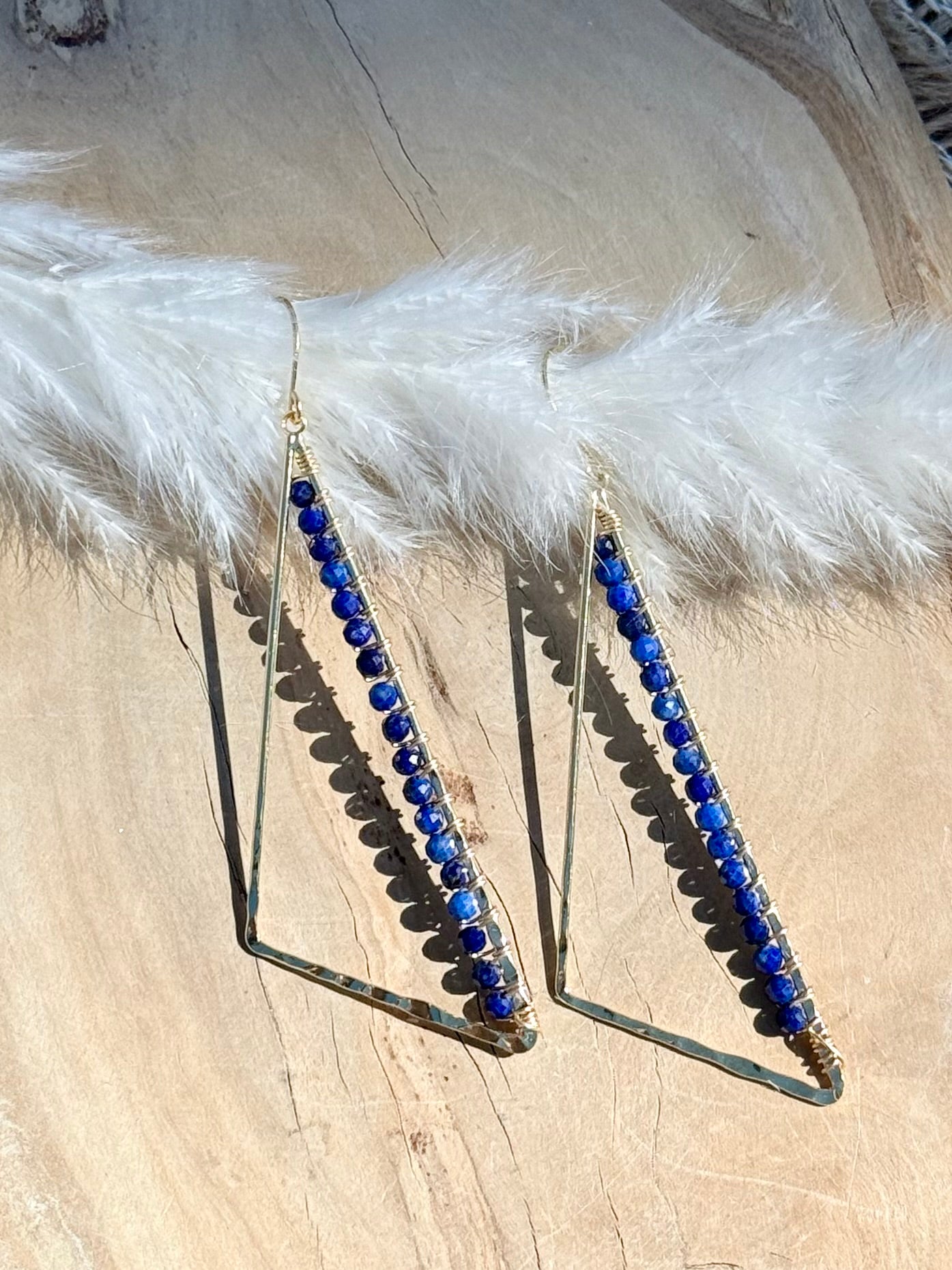 Lapis Lazuli + Gold Large Triangle Earrings