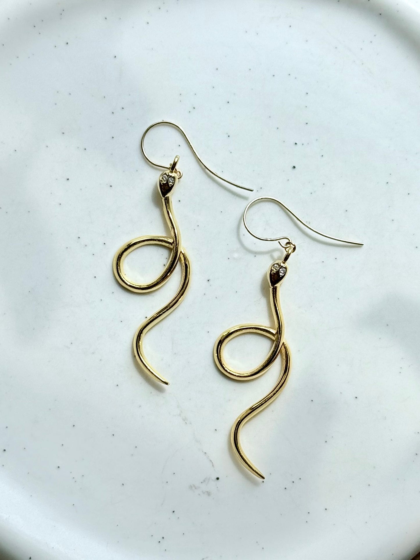 Zircon + Gold Snake Earrings