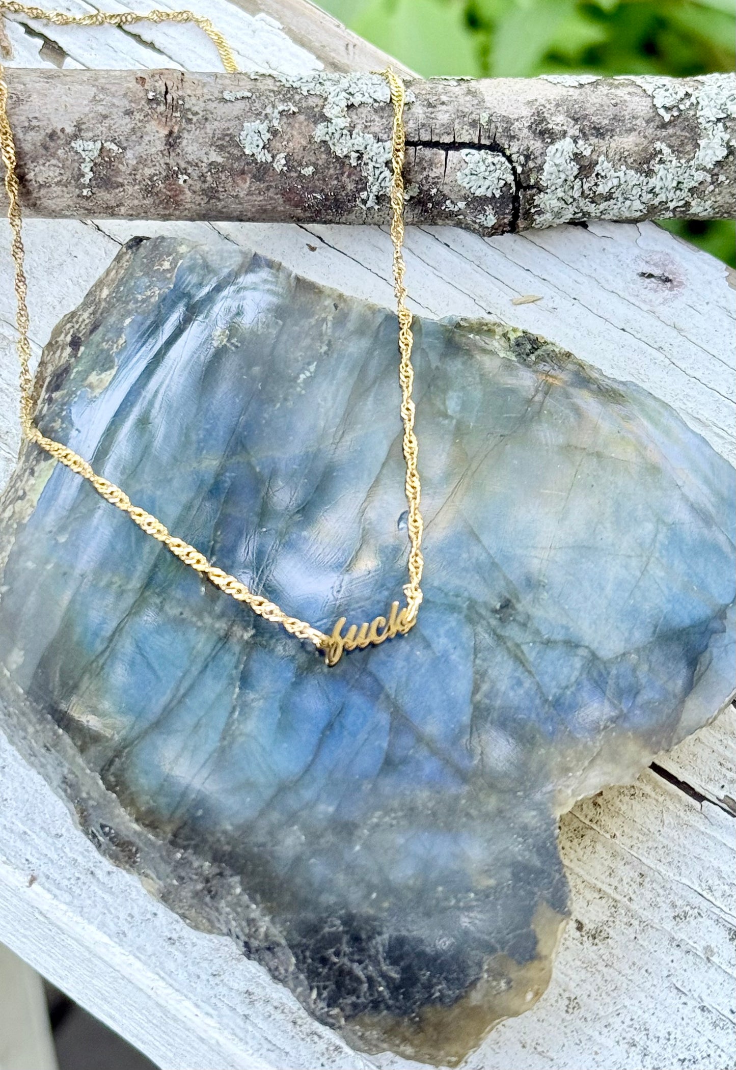 Gold Stainless Steel Fuck Necklace